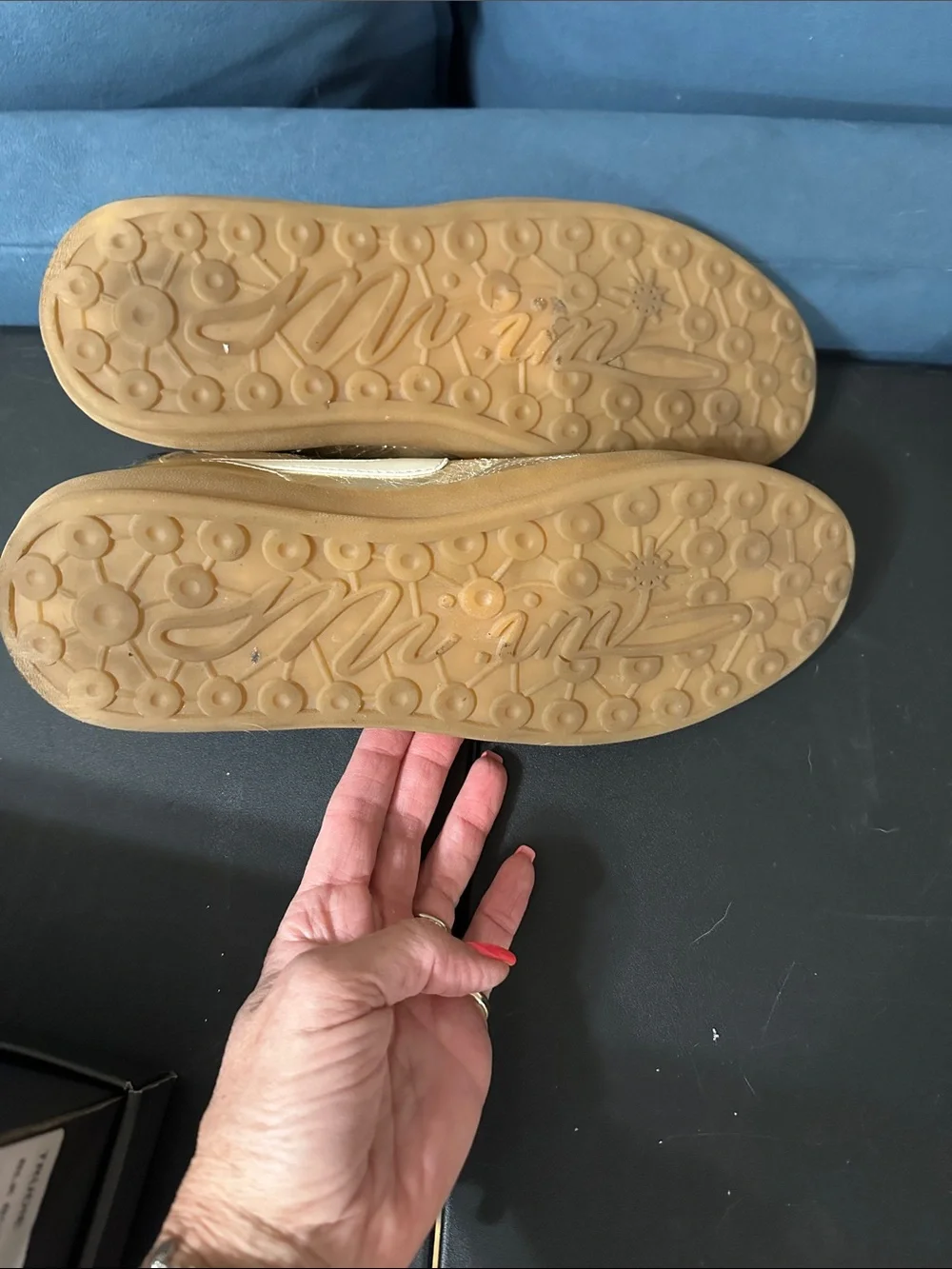 Mi.iM Destiny Women's Metallic Gold Leather Sneakers with Gum Sole